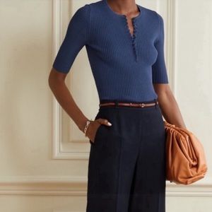 Altuzarra blue dory ribbed knit top